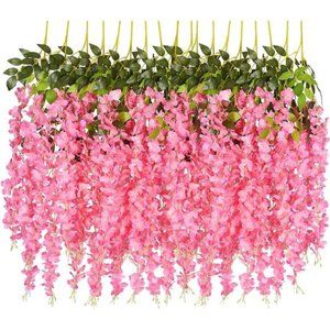 6 Pack Artificial Fake Wisteria Vine Ratta Hanging Garland Silk Flowers String